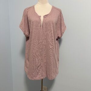 Anthropologie Women’s Lavender Split-Neck Short Sleeve Tunic Top Size XL
